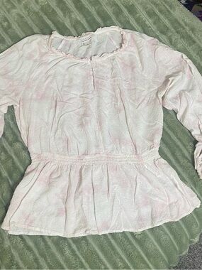 POPSUGAR Light Pink Peplum Top with Ruffle Neckline